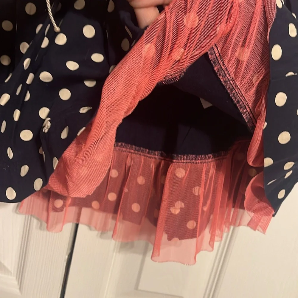 Gapkids navy blue polka dot skirt with pink crinoline size XL (12) NWOT